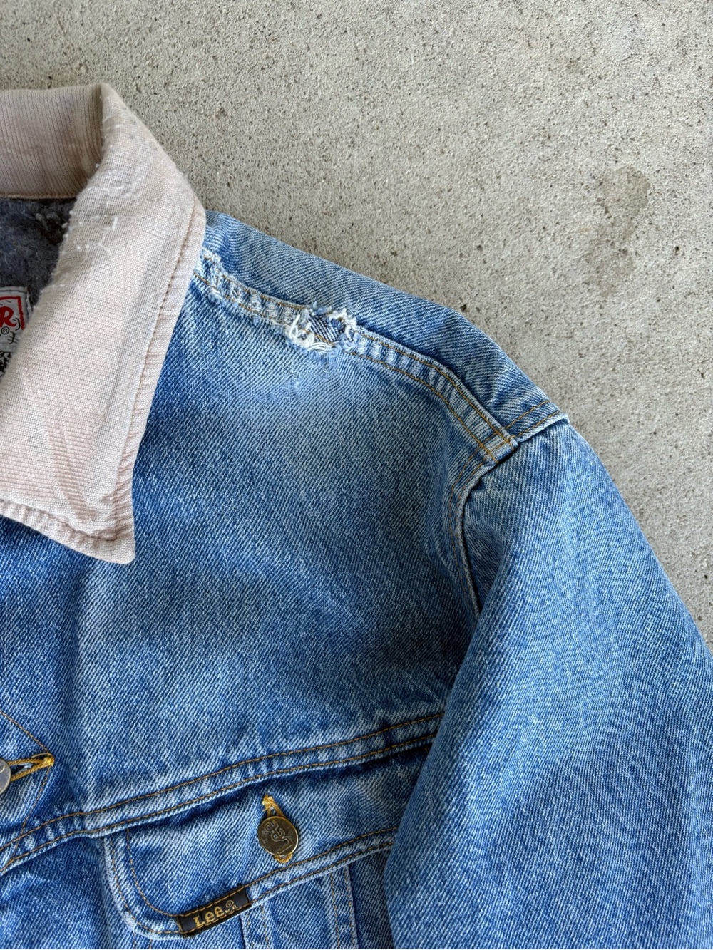 Vintage 80s/90s Lee Storm Rider Blanket Lined Denim Jacket Sz 44 - Picture 6 of 10